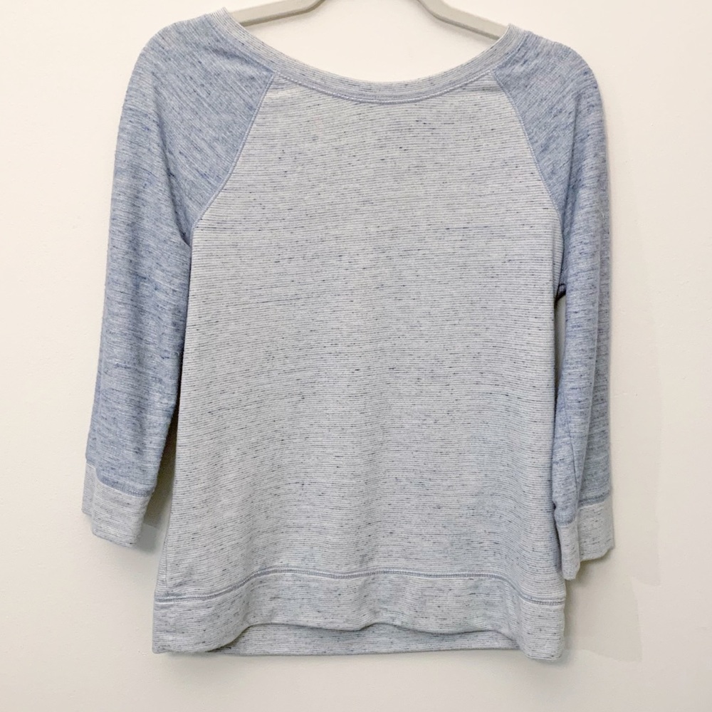 Merona Heather Blue Fitted Boatneck Sweatshirt M